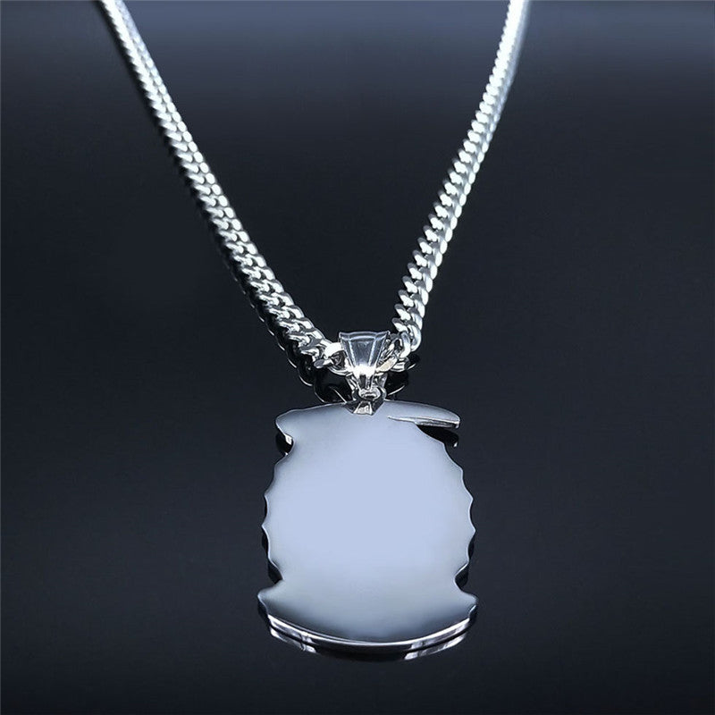 Wholesale Grim Reaper's Scythe Skull Cut Oil Drop Stainless Steel Pendant Necklace